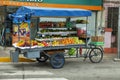 View of a itinerant street stall of fruits and sodas , Lima, Peru