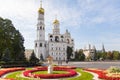 View of the Ivan the Great Bell-Tower, the Assumption Belfry and the Filaret`s extension. Royalty Free Stock Photo