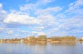 View Izhora River in center of Kolpino town.