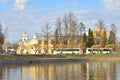 View Izhora River in center of Kolpino town.