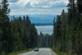 View of Jackson Lake With Car