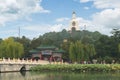 View of Jade Island with White Pagoda in Beihai Park at Beijing, China Royalty Free Stock Photo