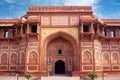 View of Jahangir Palace in sunny day in Red Fort complex in Agra, Uttar Pradesh, India Royalty Free Stock Photo