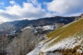 View of Jamnik village bellow Jelovica plateau in Gorenjska Royalty Free Stock Photo