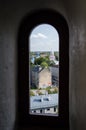 View of Jelgava city from the arch window, Latvia