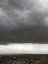 View of Jericho and Dead Sea from Mount of Temptation in Palestine during Rain in April. Royalty Free Stock Photo