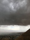 View of Jericho and Dead Sea from Mount of Temptation in Palestine during Rain in April. Royalty Free Stock Photo