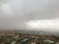 View of Jericho and Dead Sea from Mount of Temptation in Palestine during Rain in April. Royalty Free Stock Photo