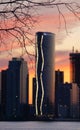 View on Jersey City from Manhattan during sunset. Royalty Free Stock Photo