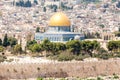 View of Jerusalem old city, old wall and Temple Mount from the Mount of Olives, Israel Royalty Free Stock Photo