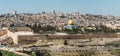 View of Jerusalem Old city and the Temple Mount, Dome of the Rock and Al Aqsa Mosque from the Mount of Olives in Jerusalem, Israel Royalty Free Stock Photo
