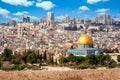 View on Jerusalem and the Temple Mount with the Dome of the Rock and the Mount of Olives. Palestine-Israel Royalty Free Stock Photo