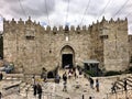A view of the Jerusalem Walls and the Damascas Gate Royalty Free Stock Photo