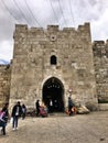 A view of the Jerusalem Walls and the Herod Gate Royalty Free Stock Photo