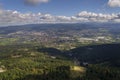 View from the Jested tower, telecommunication transmitter on mountain near Liberec, Bohemia, Czech Republic, UNESCO World Heritage
