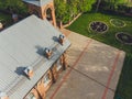 View of Jesus Evangelical Lutheran church that is located in the city center. view from quadcopter. Royalty Free Stock Photo