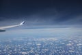 View of jet plane wing Royalty Free Stock Photo