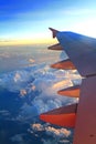 View of jet plane wing Royalty Free Stock Photo
