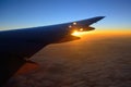 View of jet plane wing Royalty Free Stock Photo