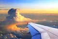 View of jet plane wing Royalty Free Stock Photo