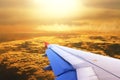 View of jet plane wing with cloud Royalty Free Stock Photo