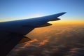 View of jet plane wing Royalty Free Stock Photo