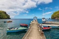 View from a jetty out to sea at Wallilabou Anchorage at Wallilabou Bay, Saint Vincent and the Grenadines