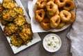 Hanukah Holiday: traditional food symbols: , `Sfinj ` - Moroccan Donuts and potato latkes.