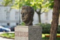 View of the Josef Weinheber sculpture in a park in Austria Vienna