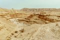 View on judean desert mountain, rock and blue sky near the dead sea in Israel Royalty Free Stock Photo