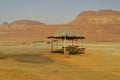 View of the Judean mountains and the coast from the salt of the Dead Sea Royalty Free Stock Photo