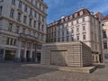 View of the Judenplatz Holocaust Memorial in the historic center of Vienna, Austria, also known as the Nameless Library.