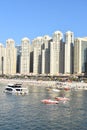 View of Jumeirah Beach Residences from Bluewaters Island in Dubai, UAE Royalty Free Stock Photo