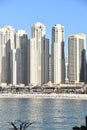 View of Jumeirah Beach Residences from Bluewaters Island in Dubai, UAE Royalty Free Stock Photo