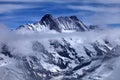 View of Jungfrau with clouds, Switzerland. Royalty Free Stock Photo