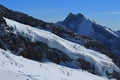 Part of the Aletsch glacier and mount Fiescher Gabelhorn. View f Royalty Free Stock Photo