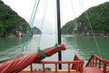 View from a junk boat in ha long bay Royalty Free Stock Photo