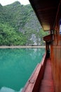 View from a junk boat in ha long bay Royalty Free Stock Photo