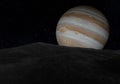 View of Jupiter from asteroid. 3D illustration