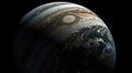 View of Jupiter from space. Cosmic background. Generative AI.