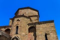 View on the Jvari monastery, orthodox monastery of the 6th century on the rocky mountaintop over the old town of Mtskheta Royalty Free Stock Photo