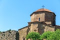 View on the Jvari monastery, orthodox monastery of the 6th century on the rocky mountaintop over the old town of Mtskheta Royalty Free Stock Photo