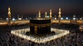 A view of the Kaaba in Makkah, illuminated by soft light during evening prayers Royalty Free Stock Photo