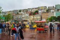 Kabatas square of Istanbul city Bosphorus strait coast on rainy spring day Turkey