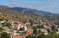 The view of Kakopetria village upon the foothill of the Troodos Mountain. Nicosia District. Cyprus Royalty Free Stock Photo