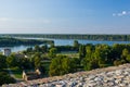 View from Kalemegdan fortress to confluence of Danube and Sava river, Belgrade Royalty Free Stock Photo