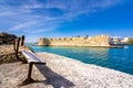 View of the Kales Venetian fortress at the entrance to the harbour, Ierapetra, Crete. Royalty Free Stock Photo