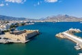 View of the Kales Venetian fortress at the entrance to the harbour, Ierapetra, Crete, Greece Royalty Free Stock Photo