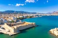 View of the Kales Venetian fortress at the entrance to the harbour, Ierapetra, Crete, Greece Royalty Free Stock Photo