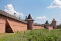 View from the Kamenka River on the walls of the monastery in honor of the Holy Monk Evfimiya of Suzdal Spaso-Evfimievsky Royalty Free Stock Photo
